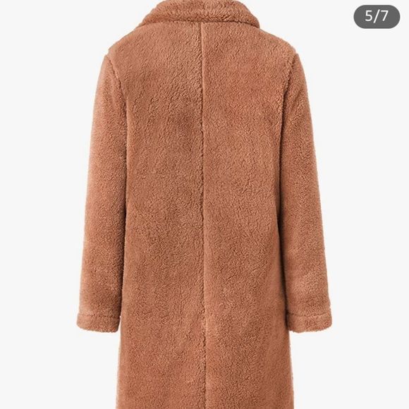 Angashion Fuzzy Fleece Lapel Open Front Long Cardigan Coat - Picture 5 of 16